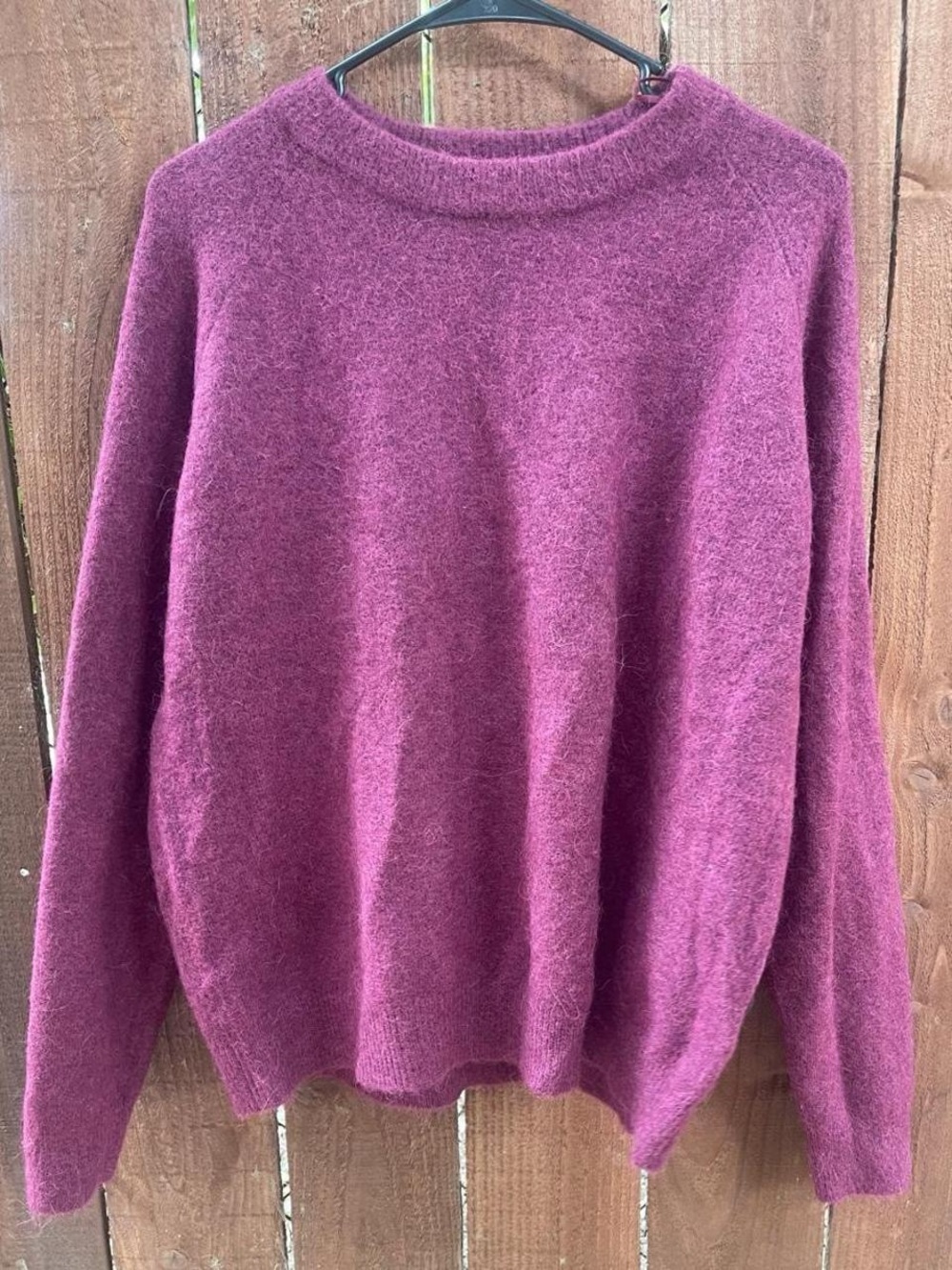 ZARA Burgundy Alpaca Wool Blend Comfy Relaxed Fit Casual Crewneck Sweater Sz XL